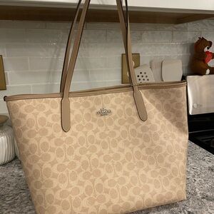 Coach Beige Signature Tote